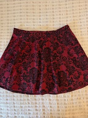 Joe B by Joe Benbasset Burgundy Black Damask Skater Mini Skirt Size XL NWOT